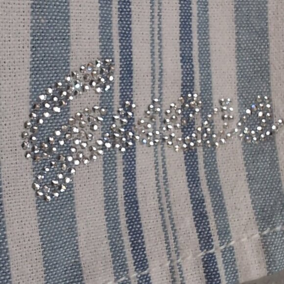 Guess Tie Front Striped Dress Rhinestone Logo Jewel Buttoned Spring Summer - Picture 7 of 11